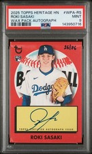 2025 Topps Heritage High Wax-Pack Autograph Roki Sasaki RC AUTO 26/76 PSA 9