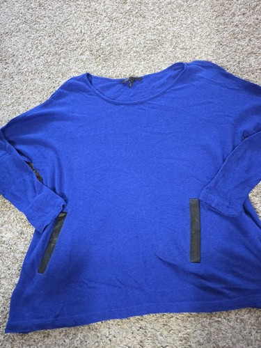 Maje Long Sleeve Scoop neck sweater Size 1 (S) Blue Cotton/Wool Blend.      CC2
