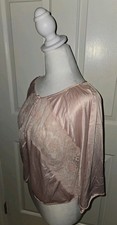 Vtg. 50s Vassarette Pink Bed Jacket with Lace Tie Coquette Fairy Romantic Large
