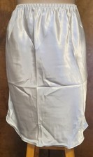 Farr West White SILKY LIQUID SATIN Wet Look Half Slip, Size S; NWOT