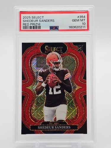 SHEDEUR SANDERS 2025 SELECT SUITE LEVEL RED PRIZM ROOKIE RC /49 PSA 10 Q0154