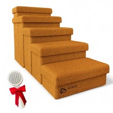 5-Step Dog Stairs for Small, Medium and Large Dogs with Storage Box - Durable...