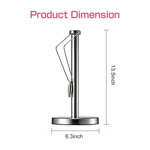 Silver Stainless Steel Kitchen Tissue Roll Holder Paper Towel Stand Organiser - Picture 6 of 9