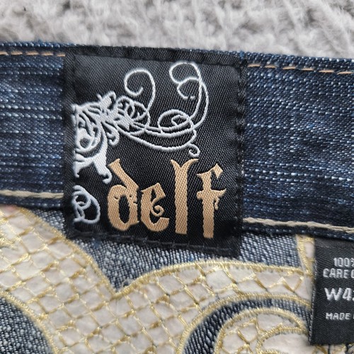 Delf Trading Men's Jeans Blue Denim Embroidered Eye of Horus Sphinx Size 42 x 32 - Picture 11 of 14