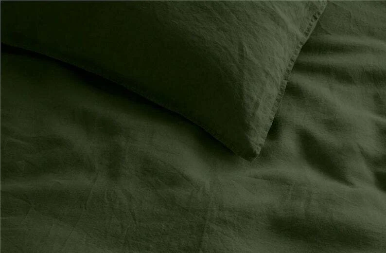 Dark moss green Linen Duvet Cover, California Duvet cover, Twin Full king duvet - Image 4 of 4