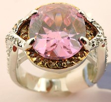 STERLING SILVER PINK ICE CUBIC ZIRCONIA RING SIZE 6 NEW