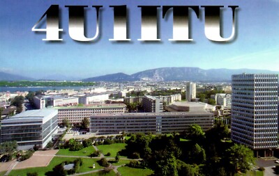 ITU Headquarters Geneva Switzerland 4U1ITU QSL Radio Postcard