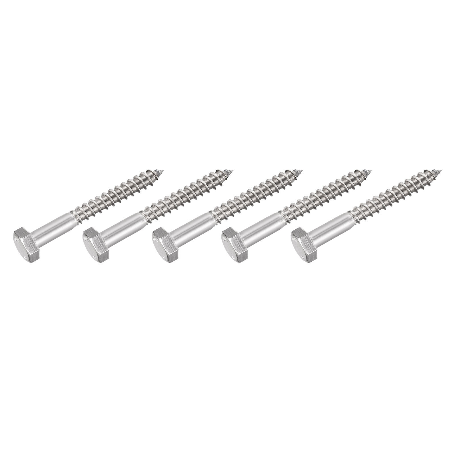 304 Stainless Steel M10x90mm Hex Lag Screws 5Pcs Self-Tapping Wood Bolts