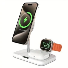3-in-1Fast Wireless Charging Station w USB Type-C Dock for iPhone AirPods&iWatch
