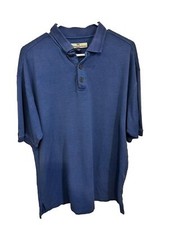 Tommy Bahama Polo Shirt Men s Size Medium Blue Silk Blend Short Sleeve