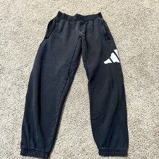 Adidas Original Essentials Track Pants Cinch Waist Sweatpants Joggers S Black