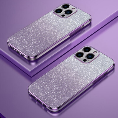 Lila Handyhülle Glitzer Schutz Case Kamera Backcover Silikon TPU Cover Weich