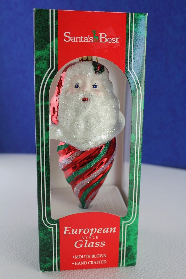 NOS European Blown Glass Santa's Best Santa Claus Snow Cone Christmas