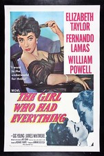 GIRL WHO HAD EVERYTHING ✯ CineMasterpieces ELIZABETH LIZ TAYLOR MOVIE POSTER '53