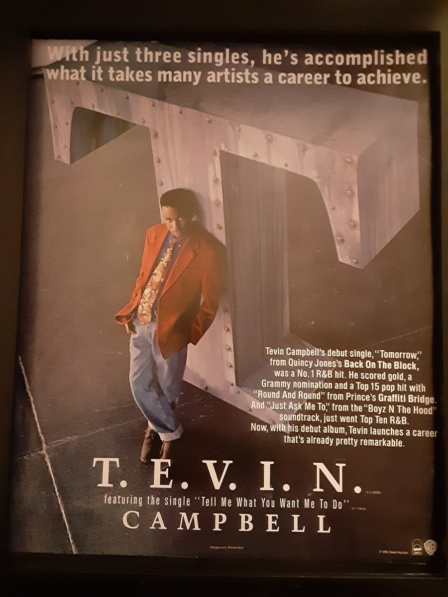 Tevin Campbell T.E.V.I.N. Rare Original Promo Poster Ad Framed! | eBay