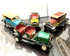 Vintage Tin Toy Friction Cars Made in Japan Set of 4 All Original Parts