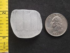 GENUINE BEACH SEA GLASS SURF TUMBLED WHITE CLEAR SNOW TEXTURE FROSTED PENDANT R3