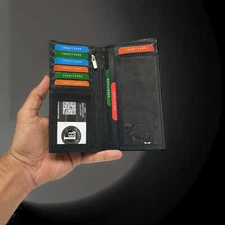 Genuine Leather Checkbook Cover Card Holder Wallet For Women & Men RFID Blocking