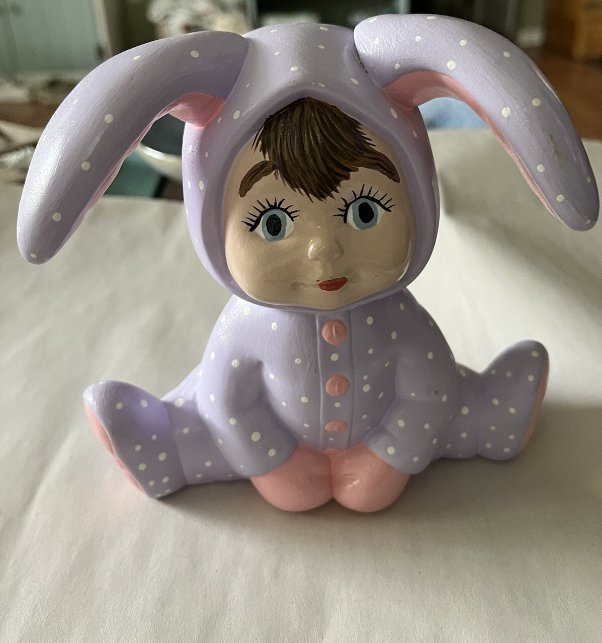 Vintage Ceramic Little Girl in Easter Bunny Costume Figurine 5.5