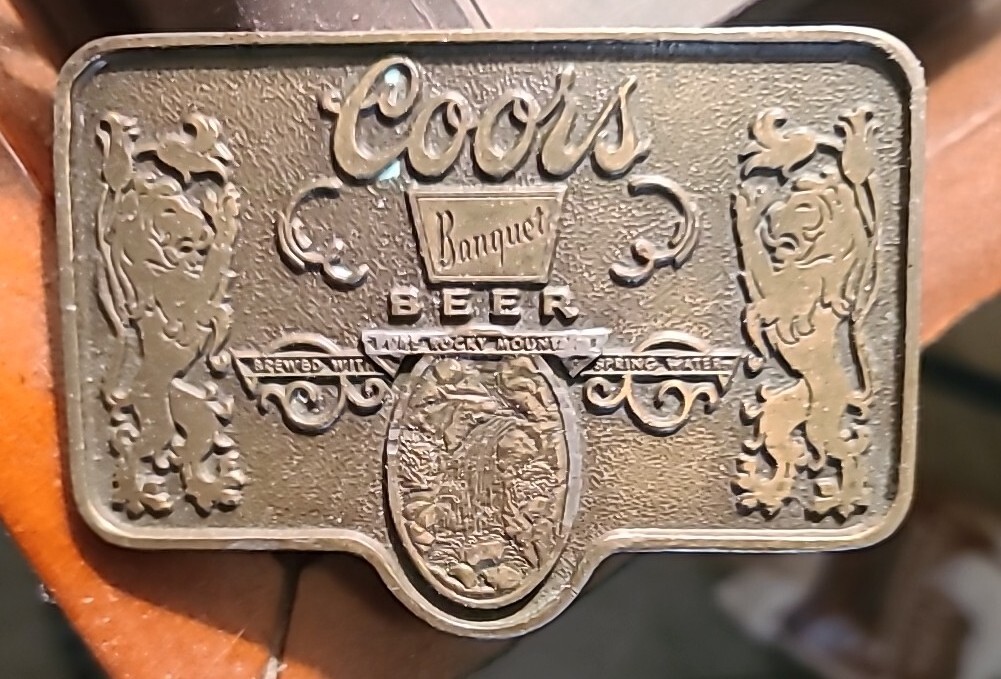 Coors Vintage Banquet Beer Bronze Belt Buckle Lions … Gem
