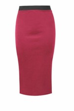 Ladies Plain Office Womens Stretch Bodycon Midi Pencil Skirt Plus Size UK 8-26
