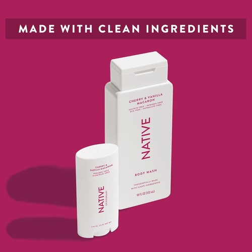 Native Natural Body Wash, Cherry & Vanilla Macaron, Sulfate Free, 18 oz - Picture 5 of 7