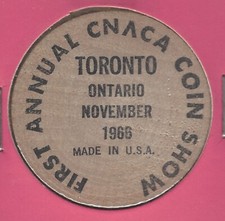 1966, 1st Annual CNACA Coin Show, Toronto, Ontario, Canada, Wooden Nickel