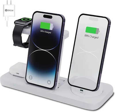 Wireless Charger  6 in 1 Wireless Charging Station  Fast Wireless Charger Stand