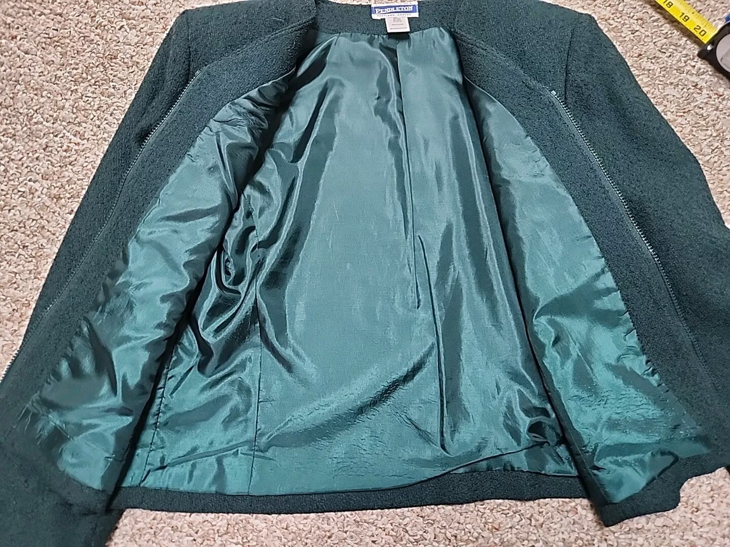 Vtg Pendleton Wool Lined Zip Blazer Jacket Green … - image 10