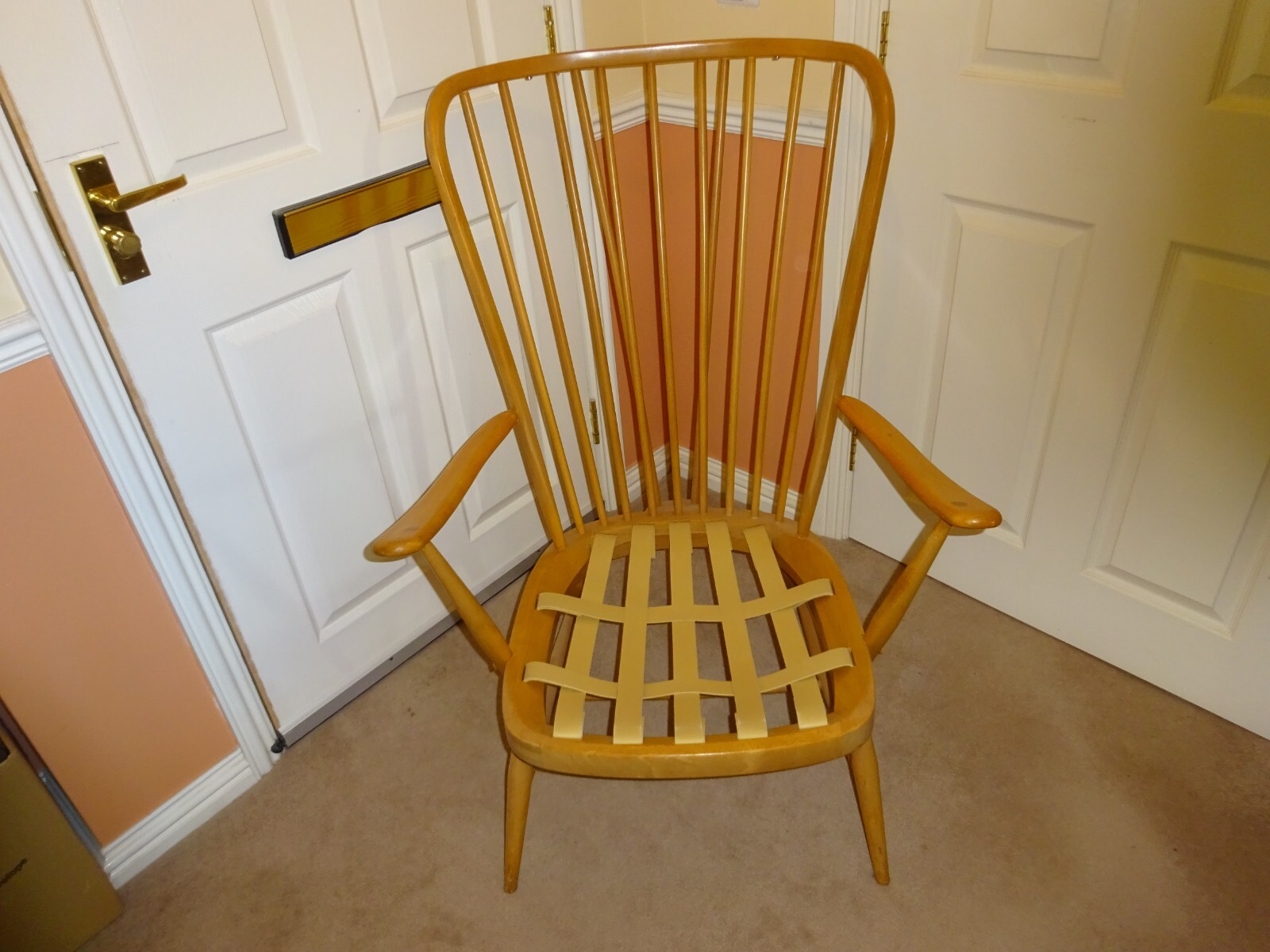 ercol high back arm chair original upholstery. eBay