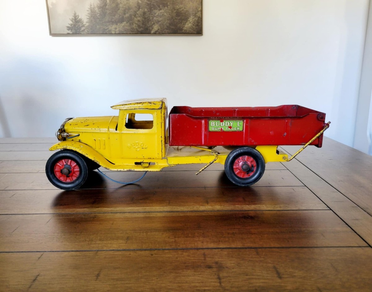Vintage 1930s Pressed Steel Buddy L Dump Truck Original Finish 19 1/2 Long