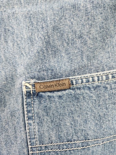 Vintage Calvin Klein Overalls Womens M Denim Stone Wash Carpenter 90s Wide Leg - Picture 13 of 15