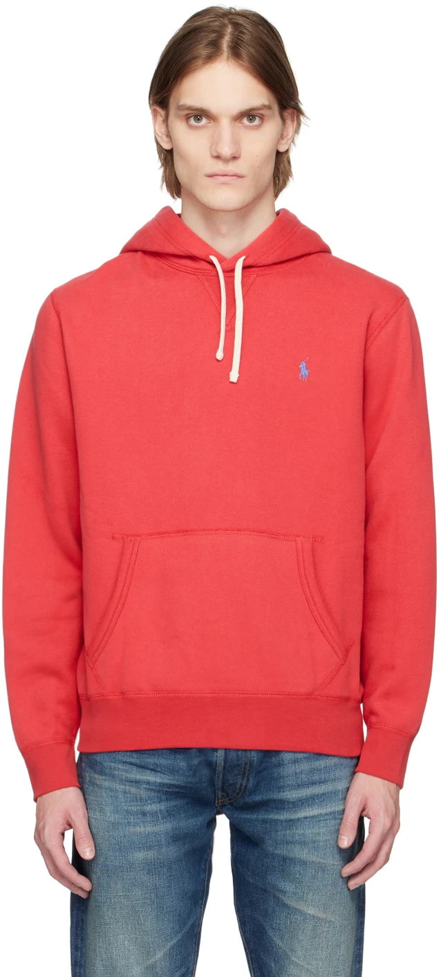 Polo Ralph Lauren STARBOARD RED Fleece Felpa con Cappuccio Uomo 3XB BLU PONY Nuova con etichette