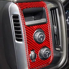 Dash Headlight Switch Panel Cover For Silverado SIERRA 2014-18 Red Carbon Fiber