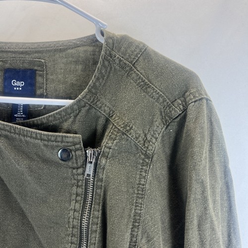 GAP Women's Dark Green Slanted Full Zip Long Sleeve Lightweight Jacket Size M - Picture 10 of 21