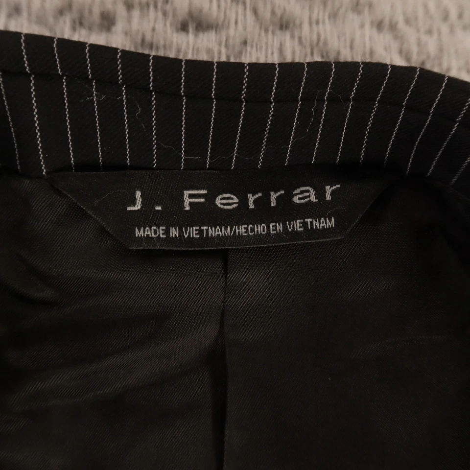 J Ferrar Jacket 2XL Black Pinstripe 100% Wool Twill Blazer Sport Coat 50R - Image 3 of 4