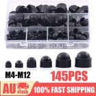 <!--F#f_0-->145Pc Dome Hex Bolt Nut Head Caps Cover against Tampering M4-M12 Plastic Black<!--F/-->