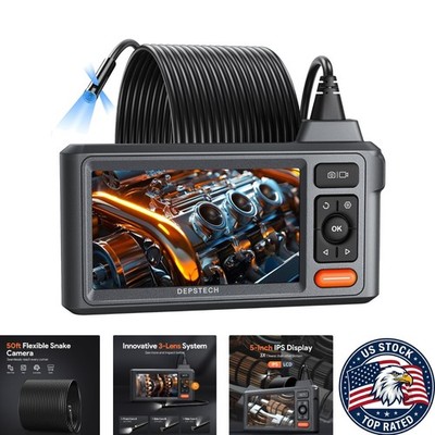 50FT Endoscope Sewer Camera with 1920P HD & Adjustable Light -  Waterproof