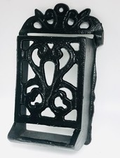 Black Cast Iron Ornate Match Holder Wall Mount Kitchen Decor Retro Style