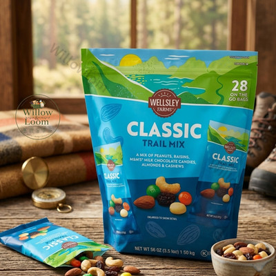 Wellsley Farms Classic Trail Mix Multi Pack Snack Packs 28 Count 3.5 lbs Pouch