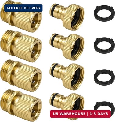 Dalmbox Solid Brass Garden Hose Quick Connect Fittings, 3/4'' GHT,Quick Connect K