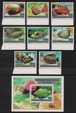 DR Congo Fish 8v+MS Ovpt  Belgica  COMPLETE RARR 2001 MNH