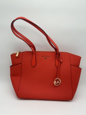 Michael Kors Women's Marilyn Medium Leather Tote Bag Optic Orange OS