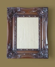 Vintage Rococo Baroque Ornate Wood-Tone Picture Frame Acanthus Scroll Shell 5x7