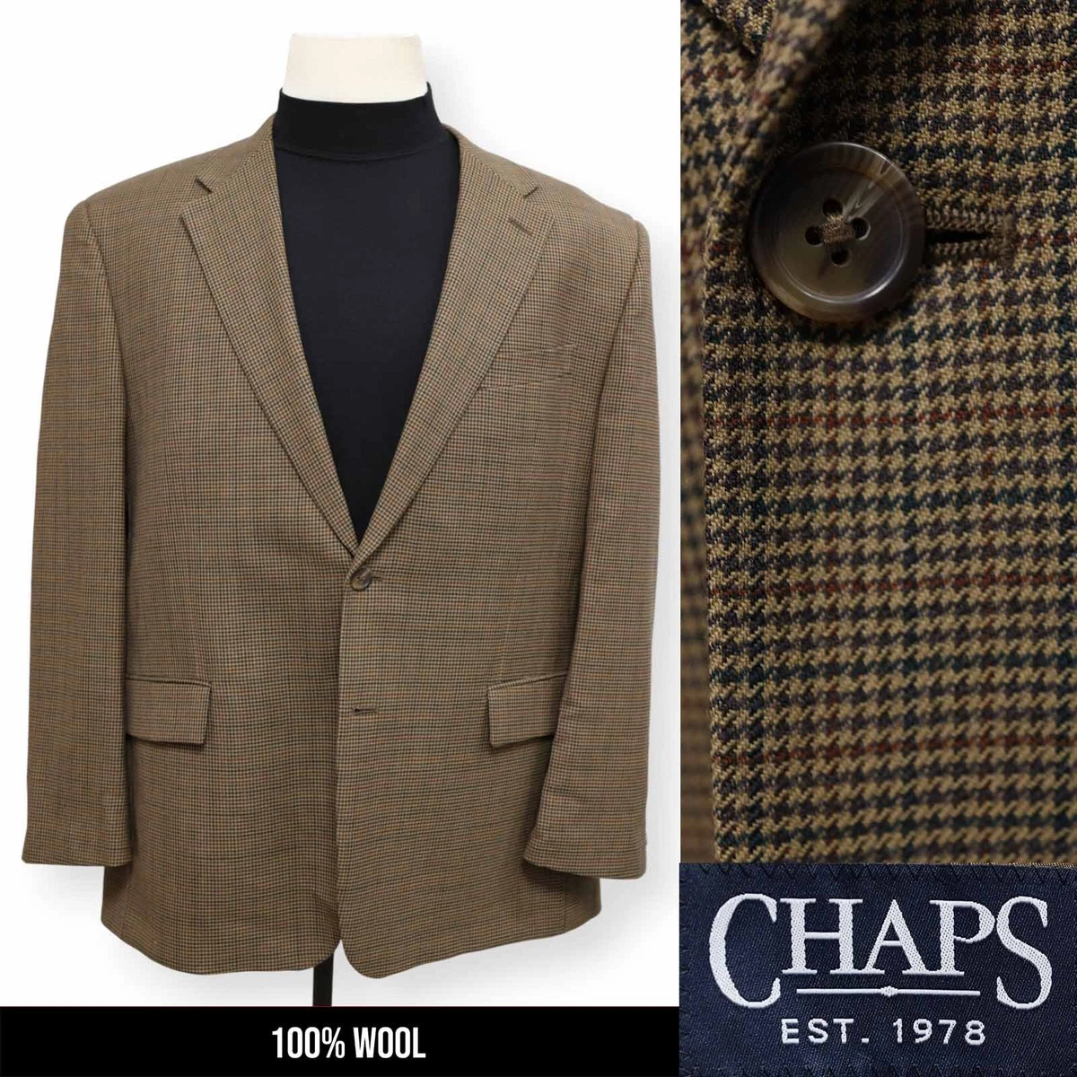 Costume Chaps Homme 46 - Veste Et Pantalon Neufs Avec étiquettes, Laine, Gris