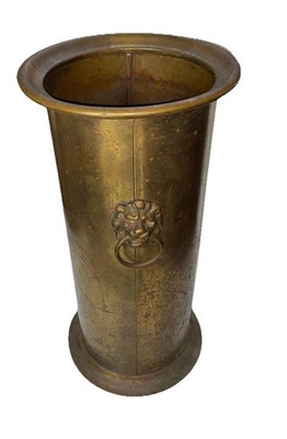 Antique Lion Head Brass Umbrella Stand 22  Tall Or Cane Stand Over 6 Pounds