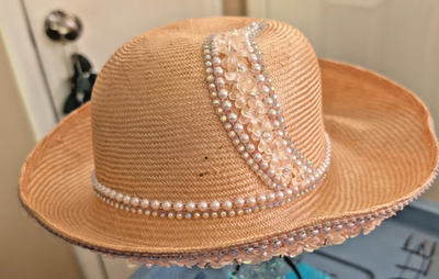 Vintage Ivory Derby Church Hat with Rhinestone Accents M489V ( Ivory hat )Kentucky Derby Hat, Church Hat, Wedding  main image 3