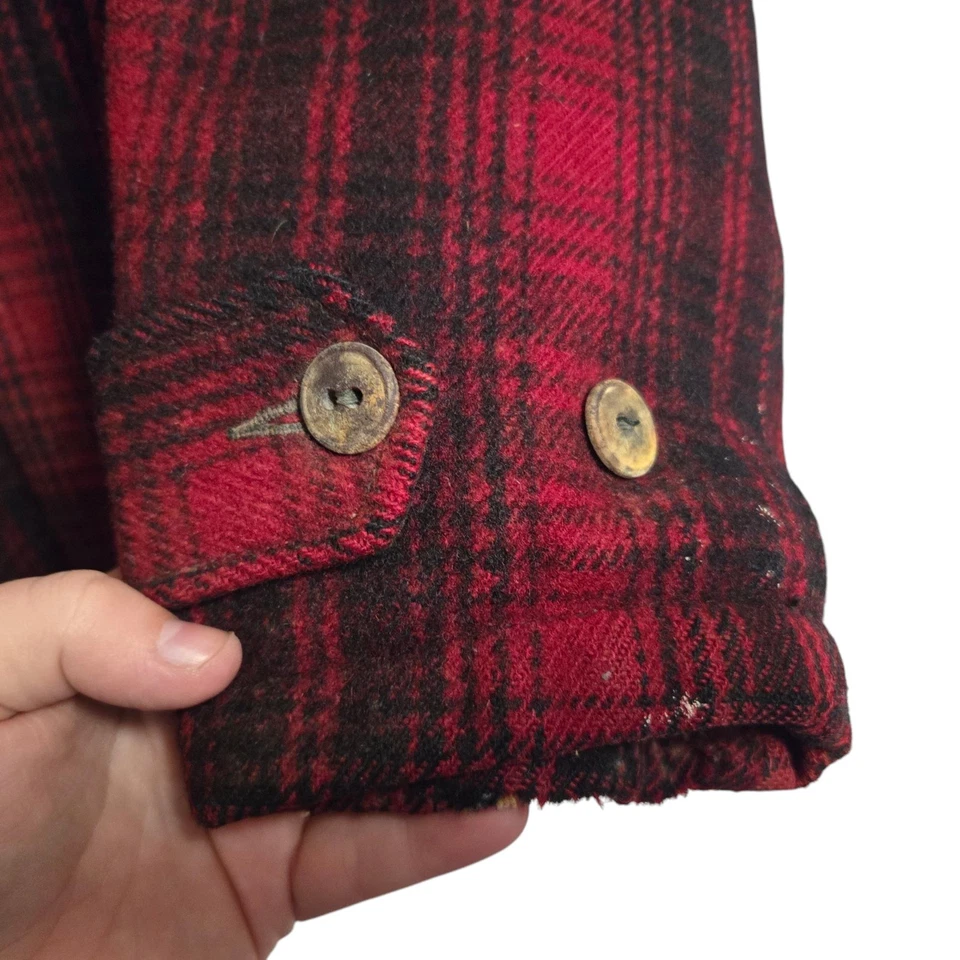 Vintage Woolrich Jacket Mens 42 Mackinaw 503 Buffalo Plaid Wool Chore 1940s Coat - Image 4 of 4