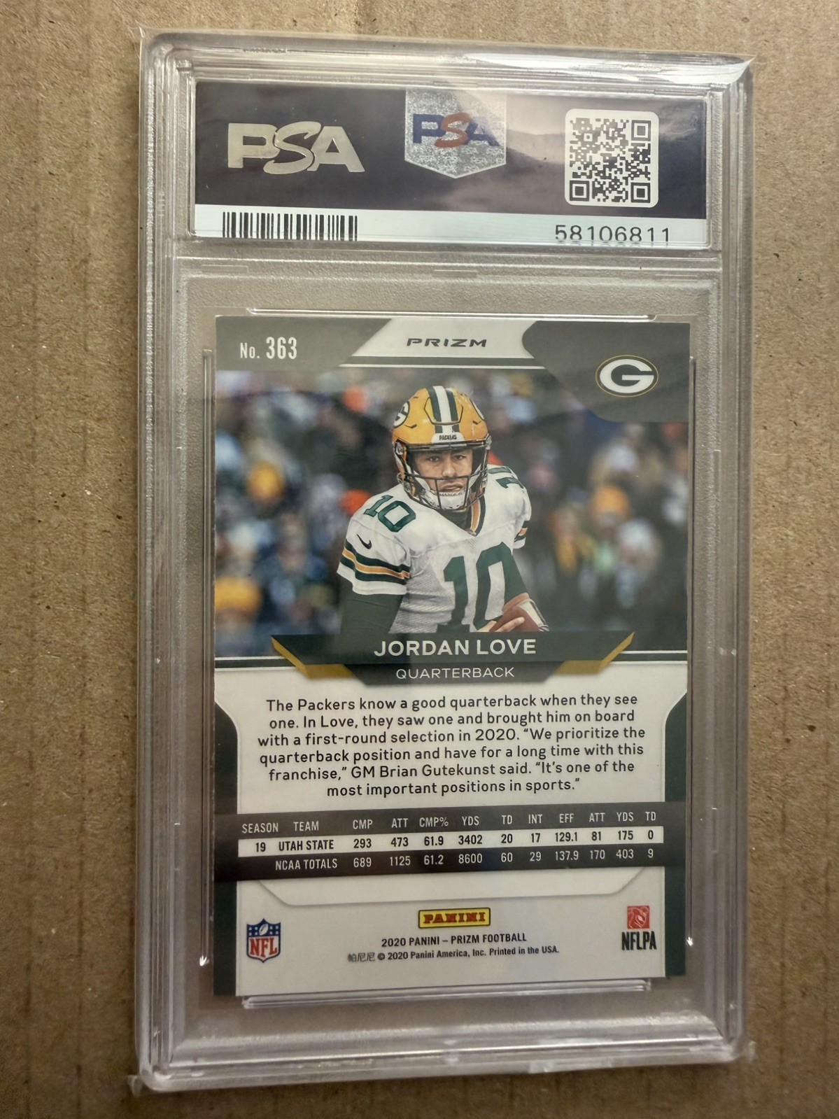 2020 Panini Prizm - Rookie Jordan Love #363 Orange Disco Prizm (RC) PSA 9