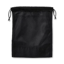Polyester mesh drawstring bag, double type, black, S, approx. 20 x 25 x 10 cm, 8